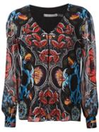 Alice+olivia 'deandra' Blouse, Women's, Size: Medium, Black, Polyester/spandex/elastane