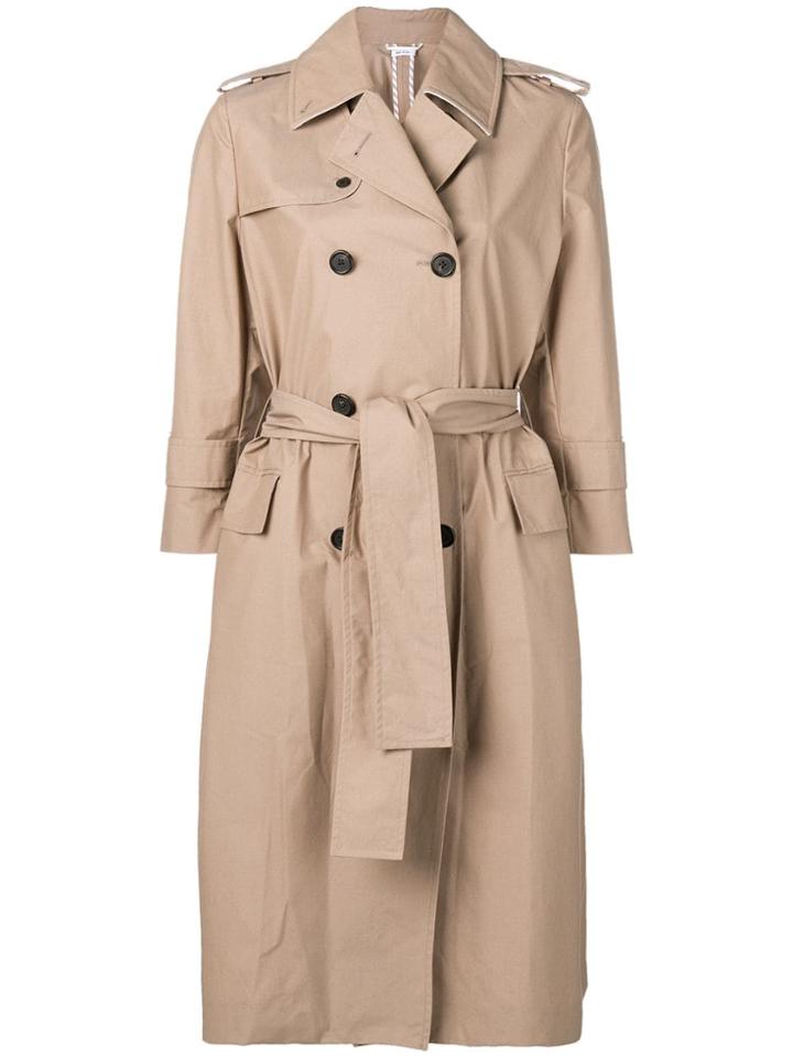 Thom Browne Belted Double-breasted Trench Coat - Neutrals
