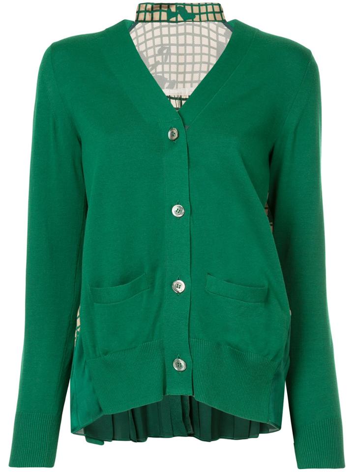 Sacai V-neck Button Cardigan - Green