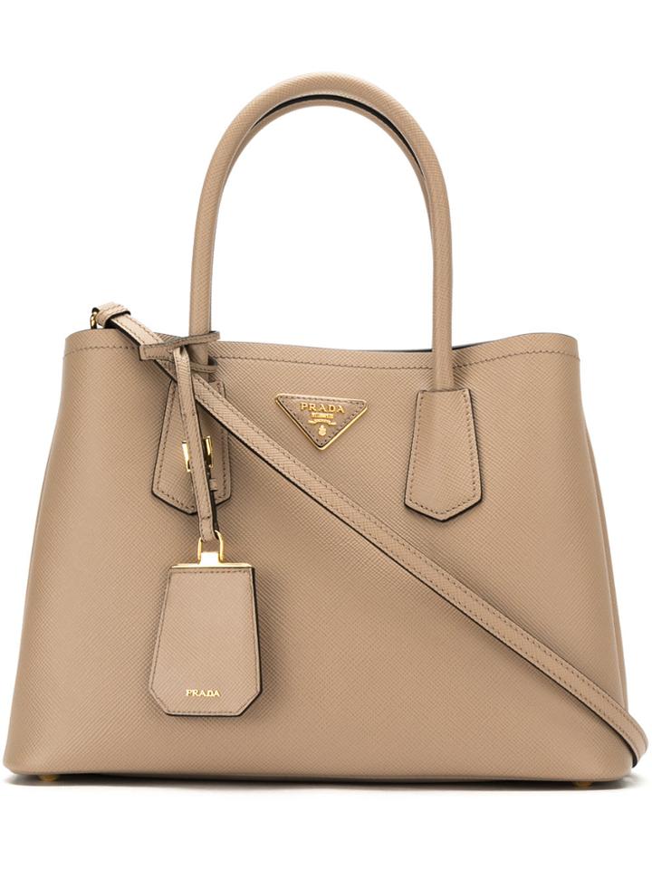 Prada Logo Tote Bag - Nude & Neutrals