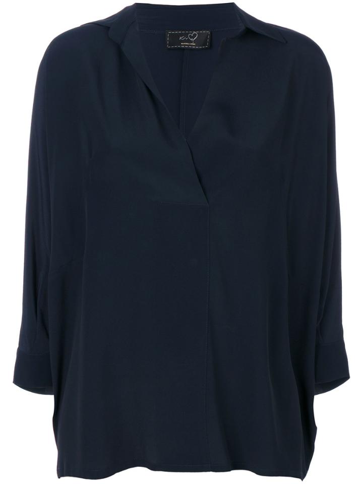 Ki6 Collared Blouse - Blue