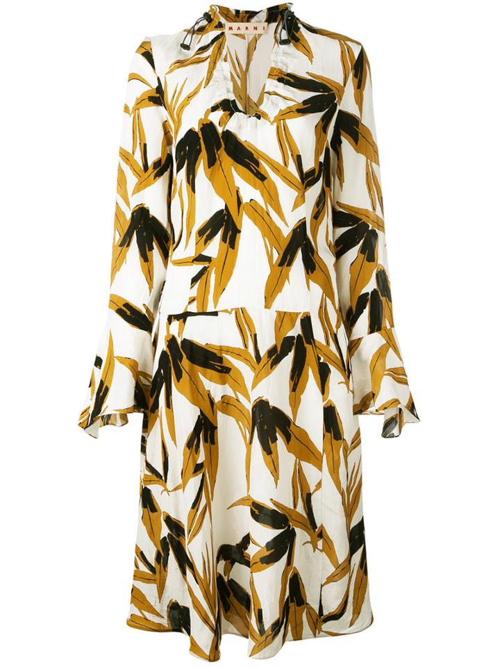 Marni Floral Print Dress, Women's, Size: 44, Nude/neutrals, Viscose