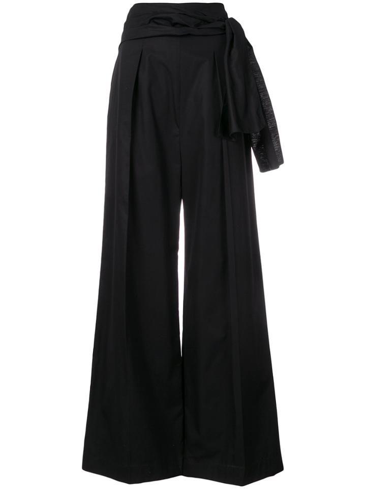 Sport Max Code Tie Waist Palazzo Pants - Black
