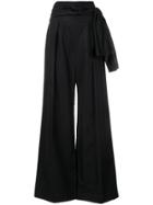 Sport Max Code Tie Waist Palazzo Pants - Black
