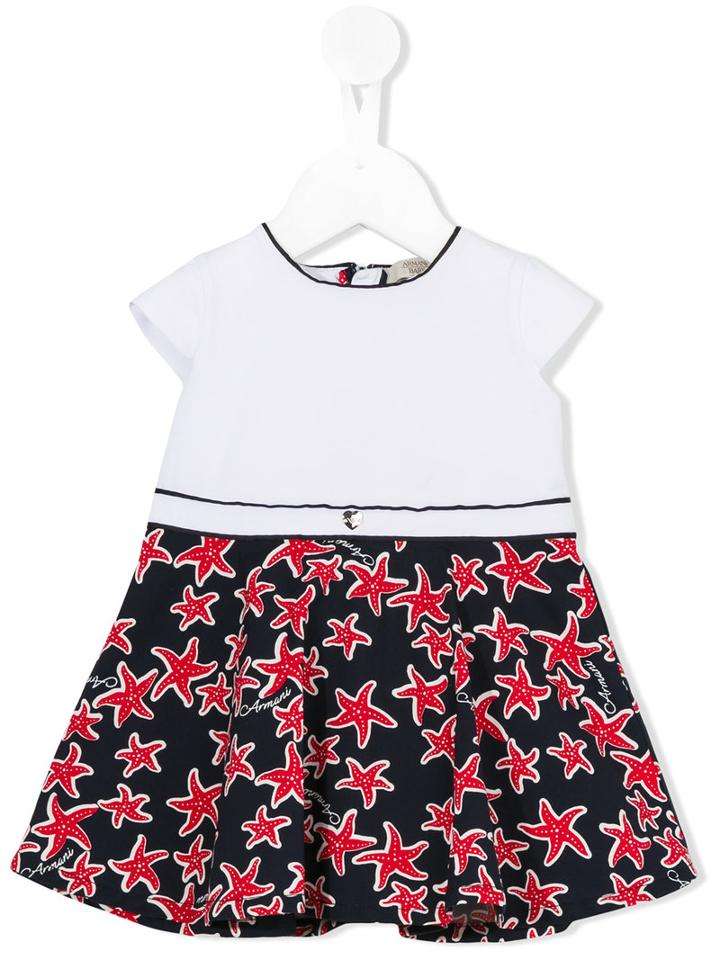 Armani Junior Starfish Print Dress, Toddler Unisex, Size: 18 Mth, White, Cotton/polyamide/spandex/elastane