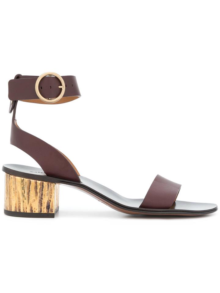 Chloé Contrast Heel Sandals - Red
