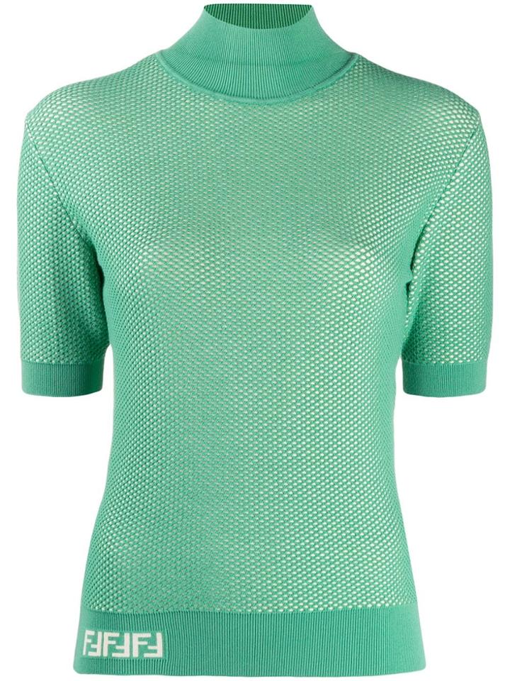 Fendi Fishnet Knitted Top - Green