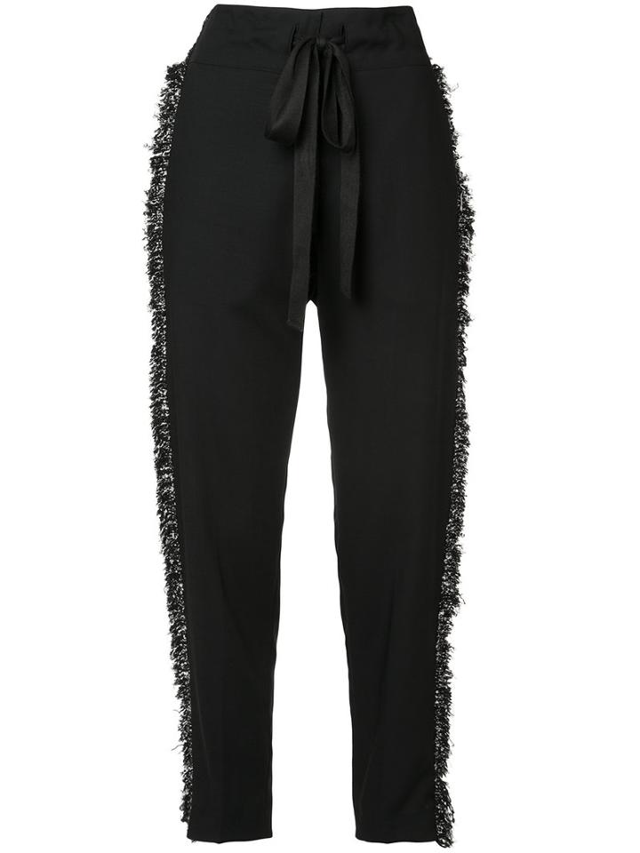 Derek Lam - Frayed Sides Tailored Trousers - Women - Polyester/virgin Wool - 46, Black, Polyester/virgin Wool