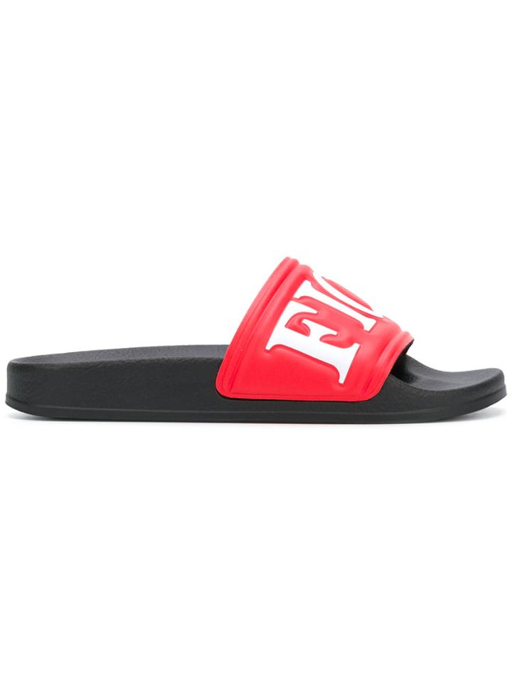 Fiorucci Logo Print Slides - Black
