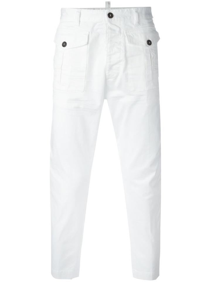 Dsquared2 Tapered Cargo Trousers, Men's, Size: 52, White, Cotton
