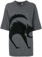 Love Moschino Stylized Cat Knitted Top - Grey