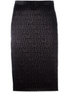 Givenchy Logo Print Pencil Skirt, Size: 38, Black, Silk/acetate