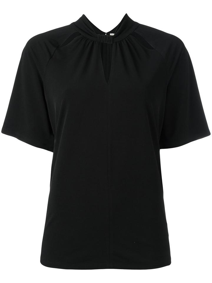 Keyhole Cutout Draped Blouse - Women - Polyester/spandex/elastane - M, Black, Polyester/spandex/elastane, Michael Michael Kors