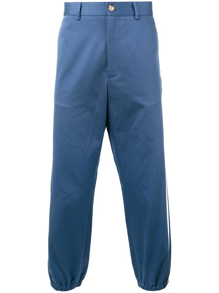 Gucci - Cropped Side Stripe Trousers - Men - Cotton - 48, Blue, Cotton