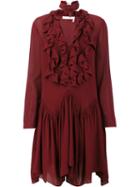 Chloé Ruffled Dress, Women's, Size: 36, Red, Silk
