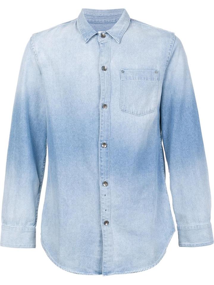 Robert Geller 5 Year Fade Denim Shirt, Men's, Size: 46, Blue, Cotton