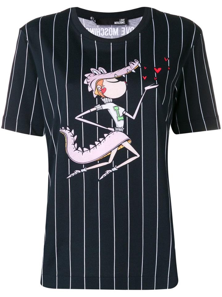 Love Moschino Striped Logo Print T-shirt - Blue
