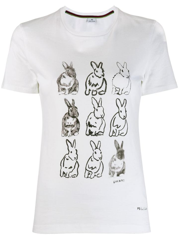 Ps Paul Smith Rabbit Print T-shirt - White