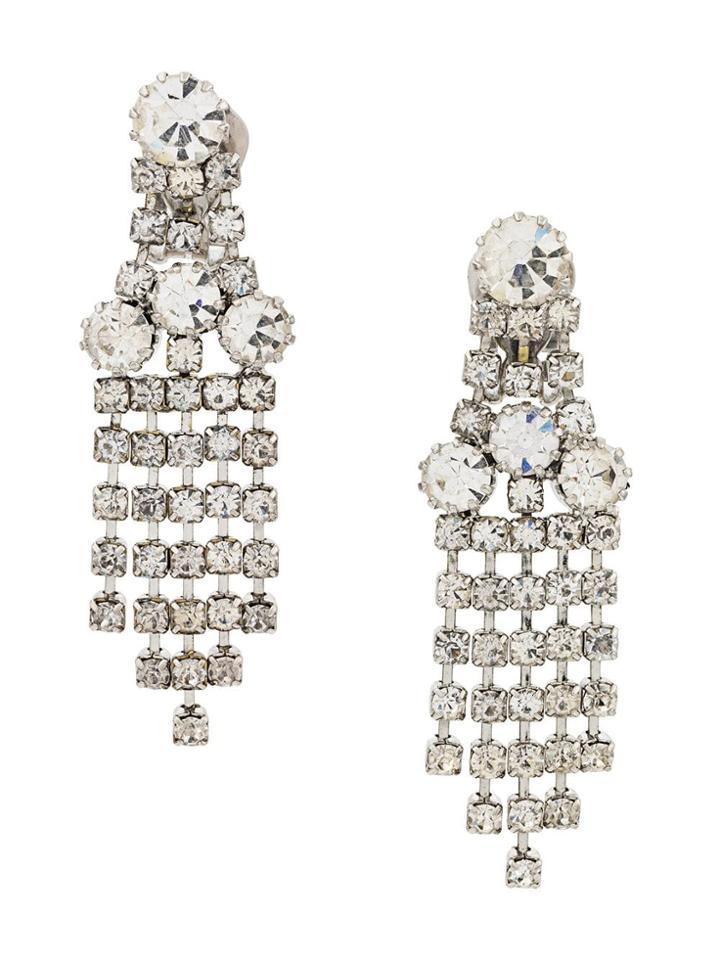 Susan Caplan Vintage 1960s Weiss Clip-on Earrings - Silver