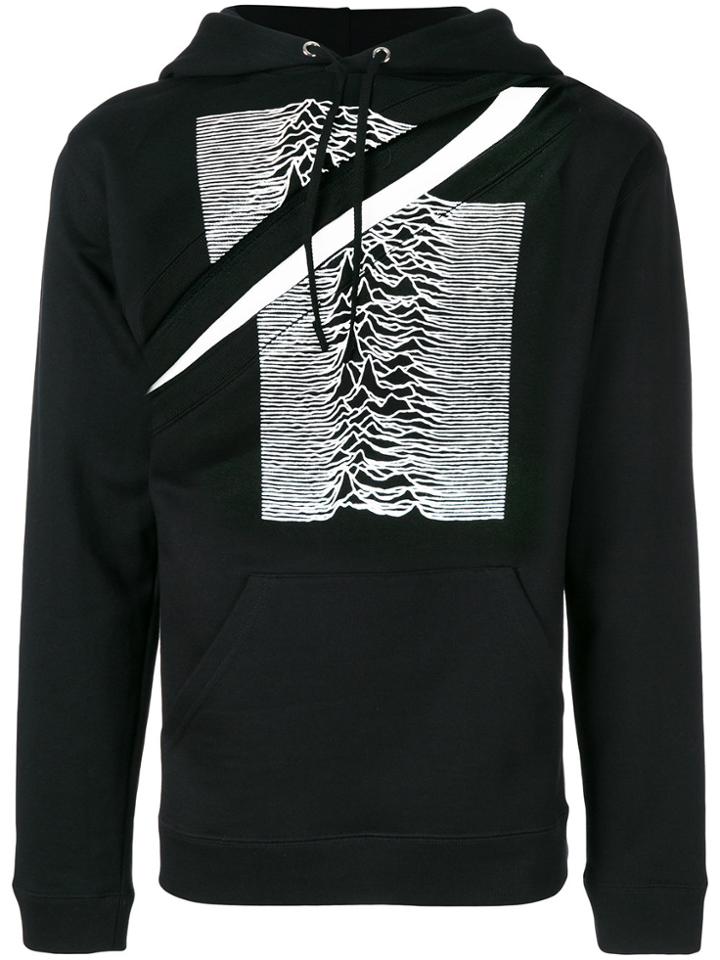 Raf Simons Printed Slit Design Hoodie - Black