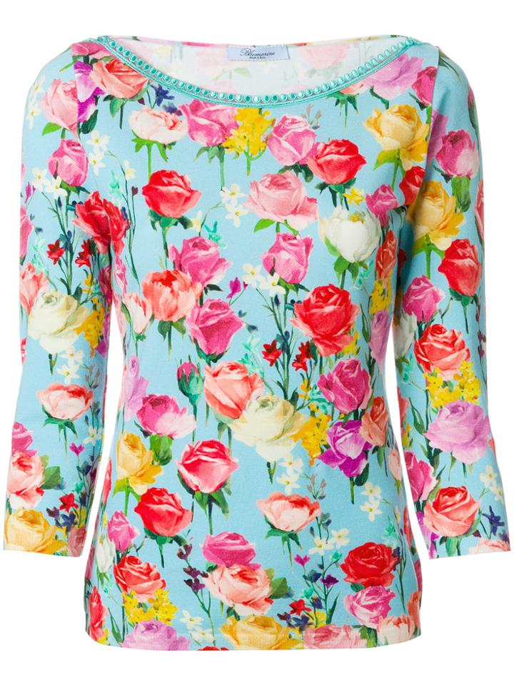 Blumarine Rose Print Top - Blue