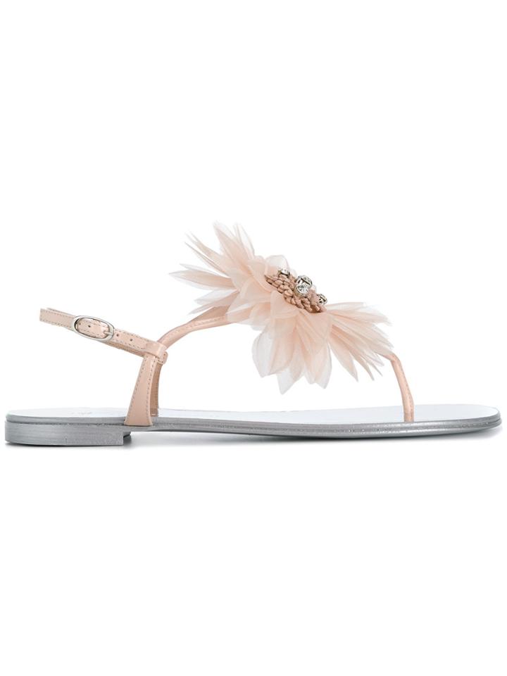 Giuseppe Zanotti Design Petal Brooch Sandals - Pink & Purple