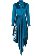 Off-white V-neck Printed Dress - Blue