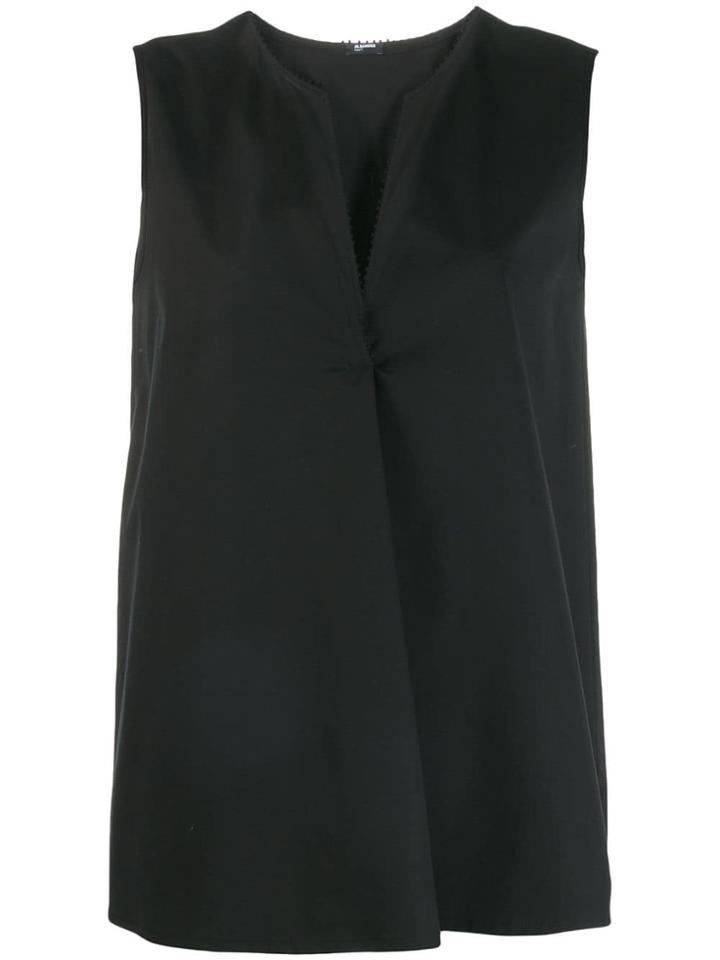 Jil Sander Navy Dotted Trim Top - Black