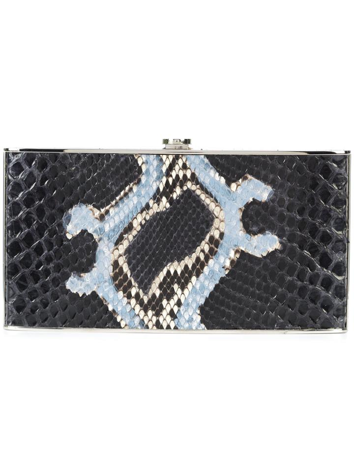 Elisabeth Weinstock Snake Skin Clutch - Black