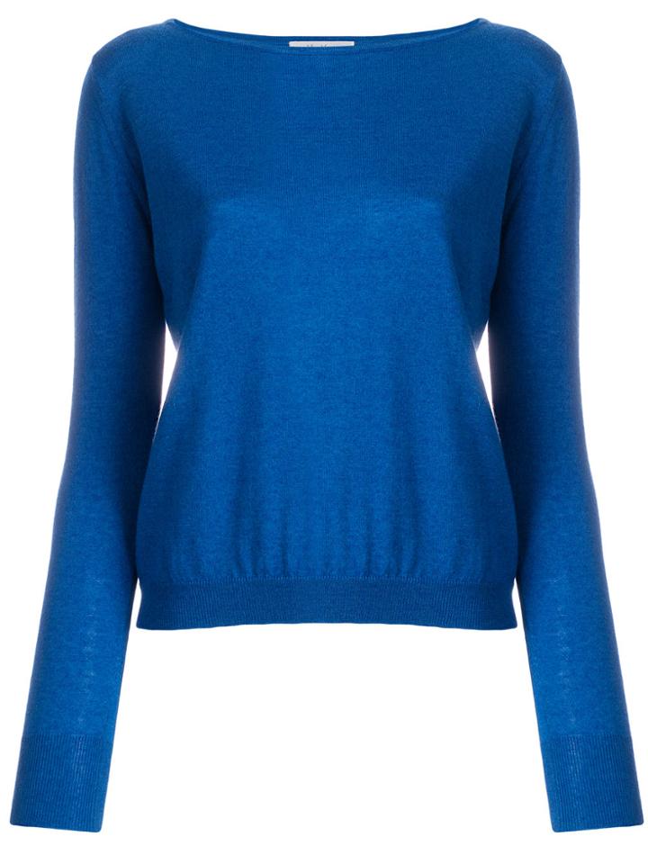 Max Mara Boat Neck Knit Top - Blue