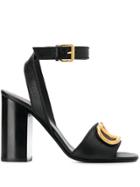 Valentino Block Heel Logo Sandals - Black