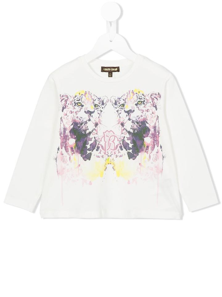 Roberto Cavalli Kids - Tiger Print T-shirt - Kids - Cotton/spandex/elastane - 24 Mth, Toddler Girl's, White
