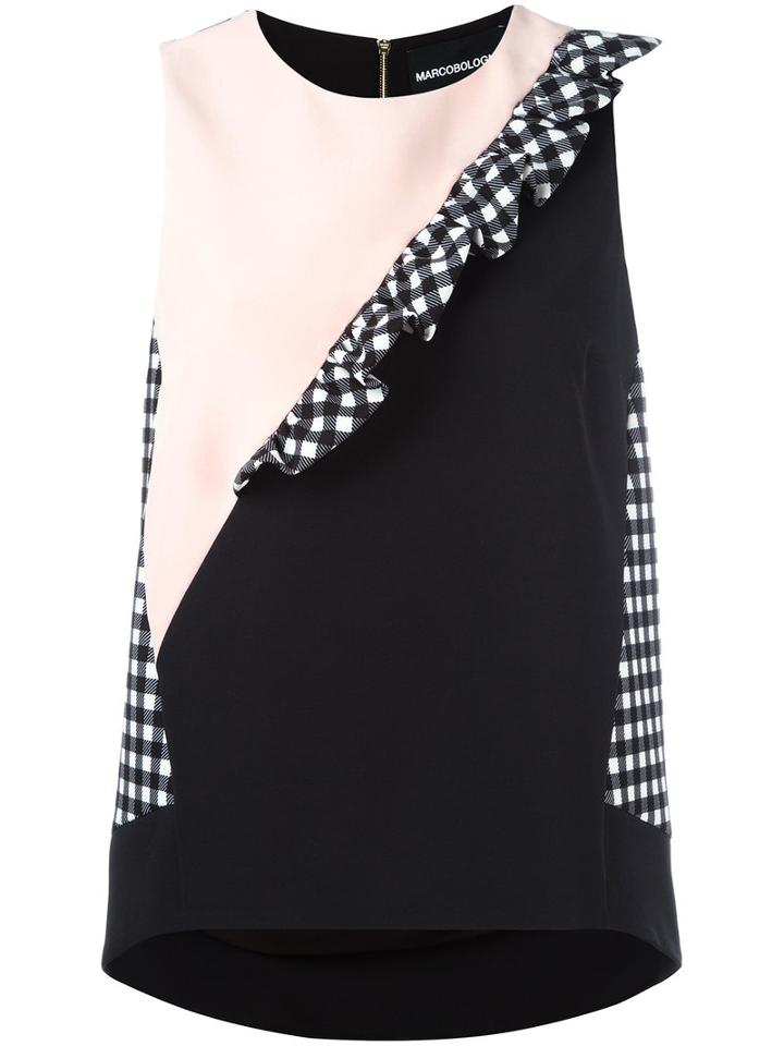 Marco Bologna - Gingham Trim Top - Women - Polyester/spandex/elastane - 44, Women's, Black, Polyester/spandex/elastane