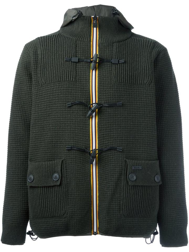 Bark Reversible Toggle Fastening Jacket, Men's, Size: Large, Green, Polyamide/wool