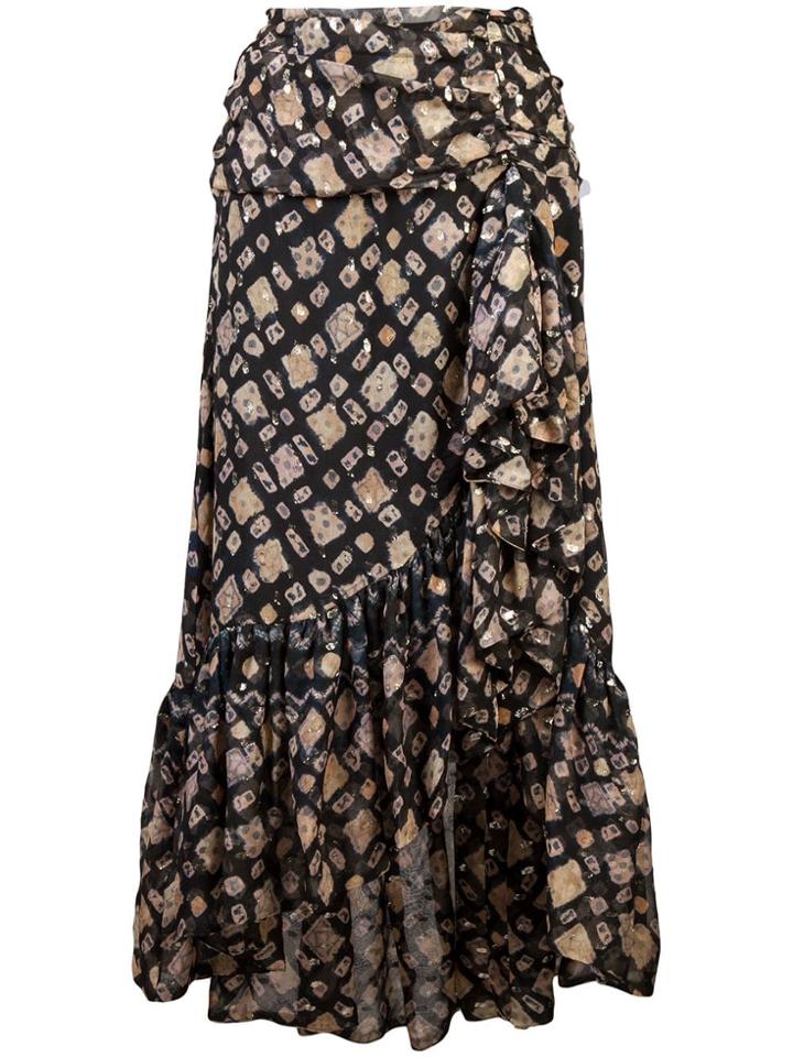 Ulla Johnson Printed Asymmetric Midi Skirt - Blue