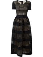 Fendi Long Mesh Tiered Dress, Women's, Size: 44, Black, Polyester/viscose/polyamide