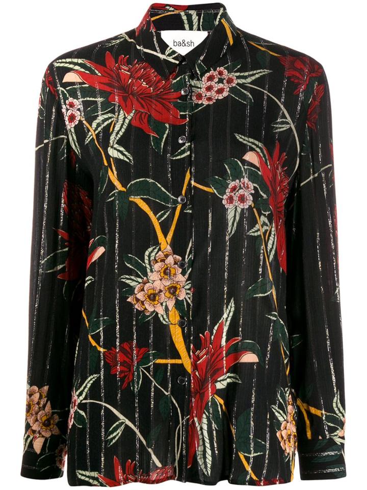 Ba & Sh Petunia Floral Shirt - Black