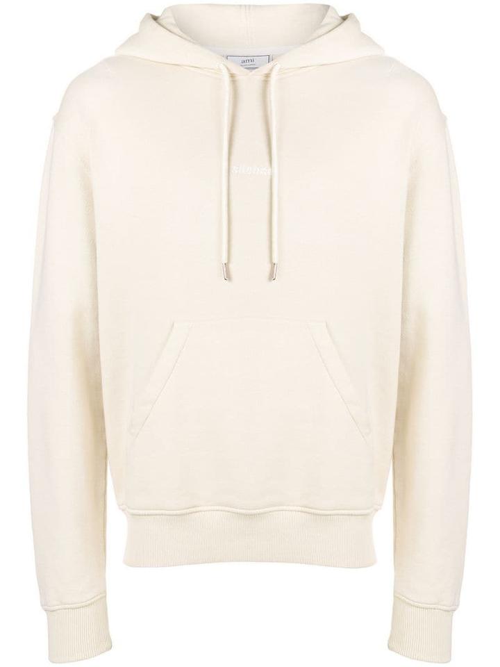 Ami Alexandre Mattiussi Hoodie With Silence Embroidery - Neutrals