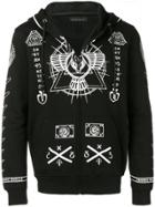Frankie Morello Printed Zipped Hoodie - Black