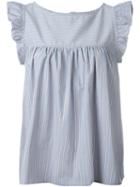 Paul & Joe Ruffle Sleeve Pleated Pinstriped Tank Top