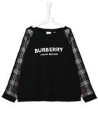 Burberry Kids Teen Check-panelled Sweatshirt - Black