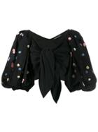 Wandering Puff Sleeve Cropped Top - Black