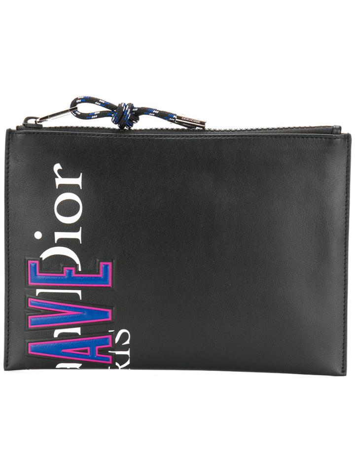 Dior Homme Logo Print Flat Clutch - Black