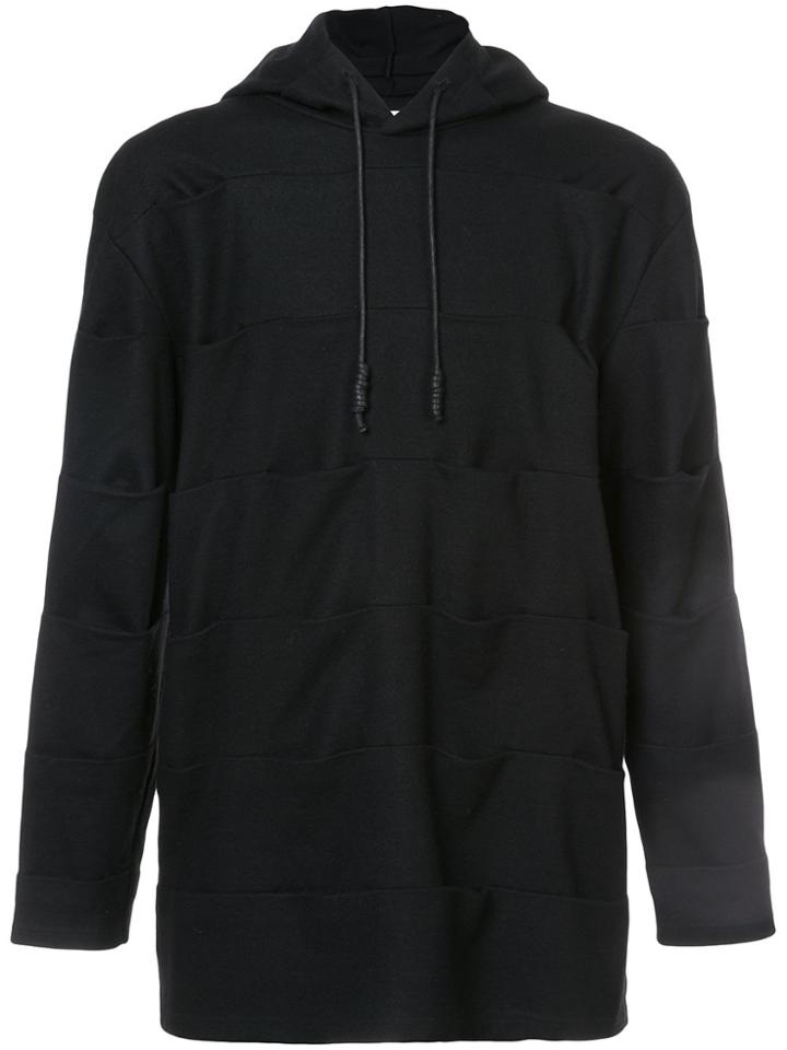 Private Stock Pin Tuck Panelled Hoodie - Black