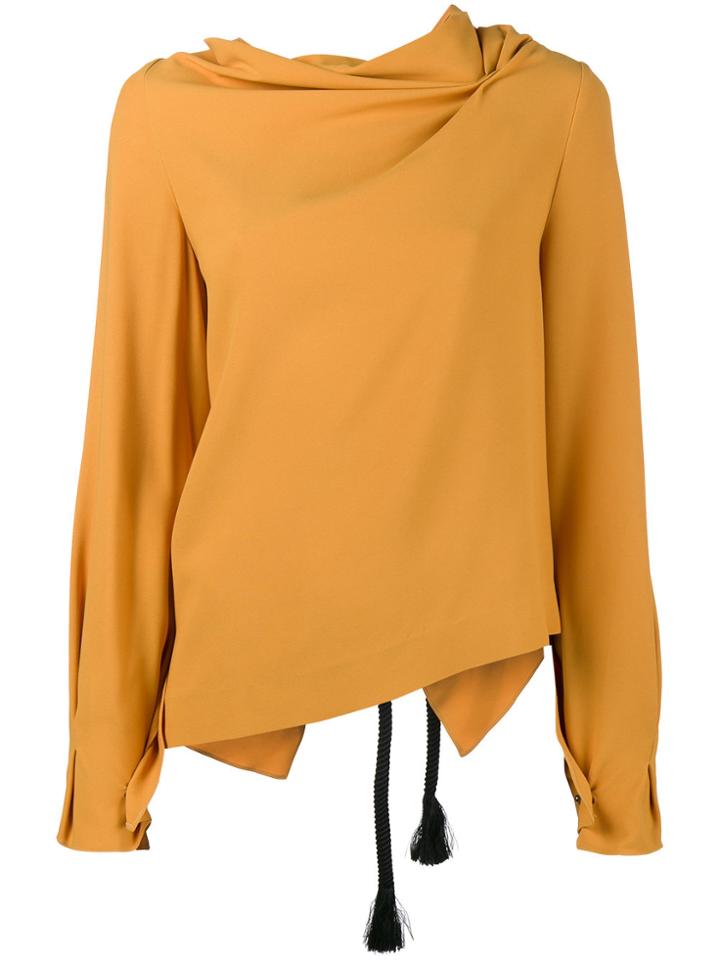 Roland Mouret Leyton Draped Asymmetric Blouse - Yellow & Orange