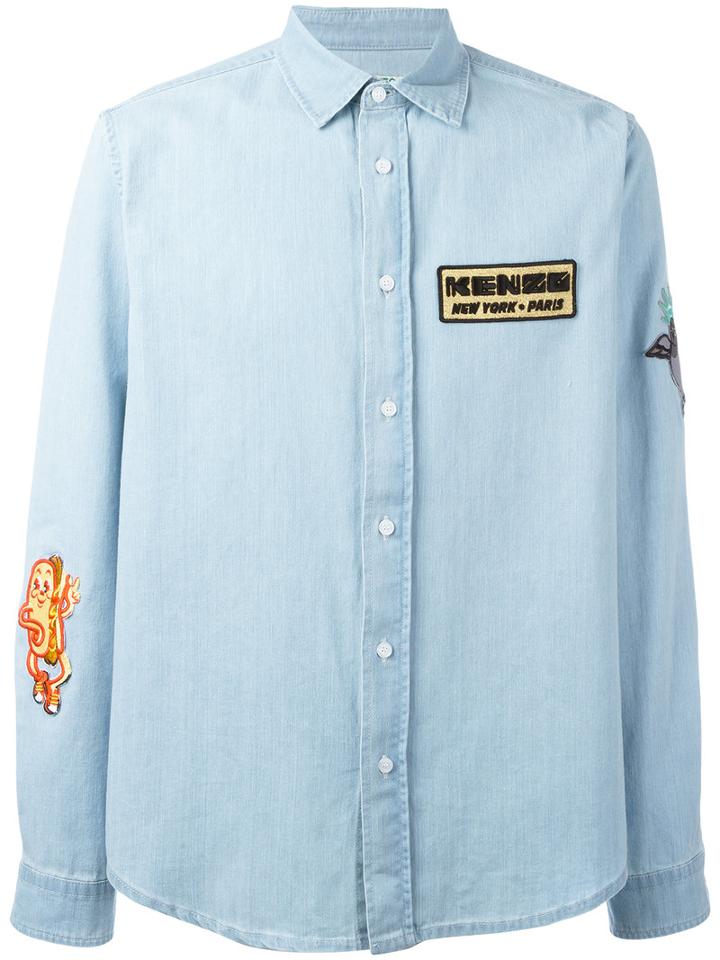 Kenzo - Denim Patched Shirt - Men - Cotton/polyester - L, Blue, Cotton/polyester