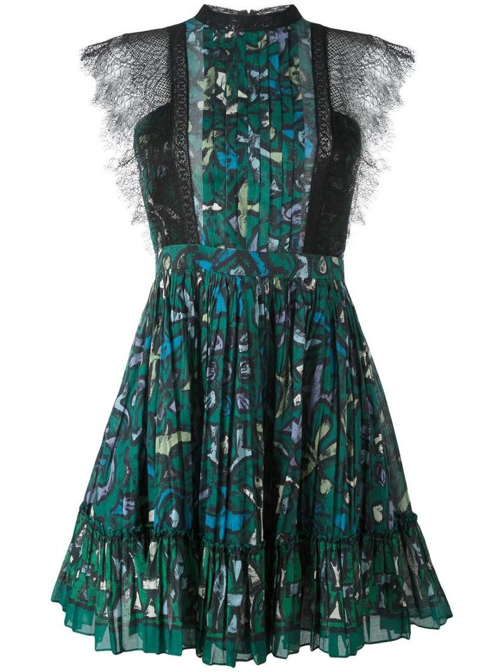 Valentino Panama Print Dress, Women's, Size: 40, Green, Cotton/viscose/polyamide