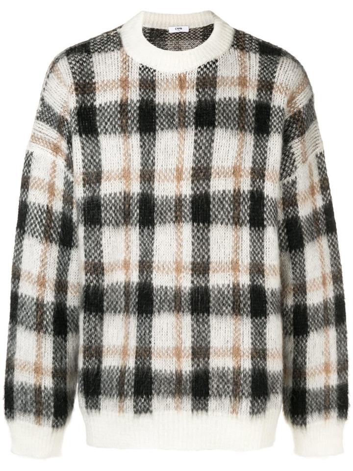 Cmmn Swdn Relaxed Fit Sweater In Soft Hairy Alpaca W Pattern - Brown