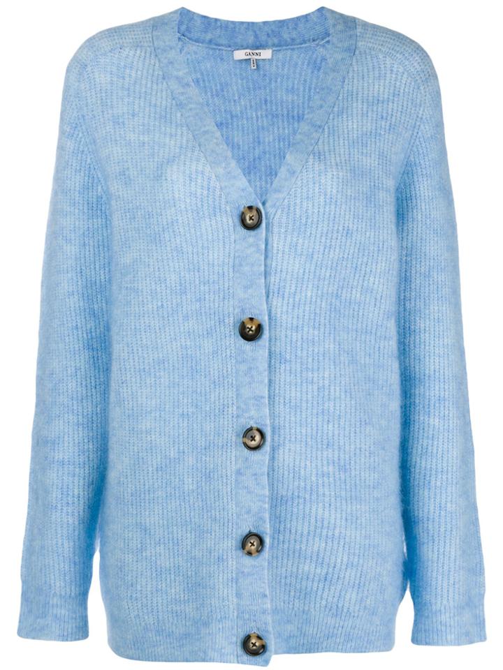 Ganni Classic Long-sleeve Cardigan - Blue