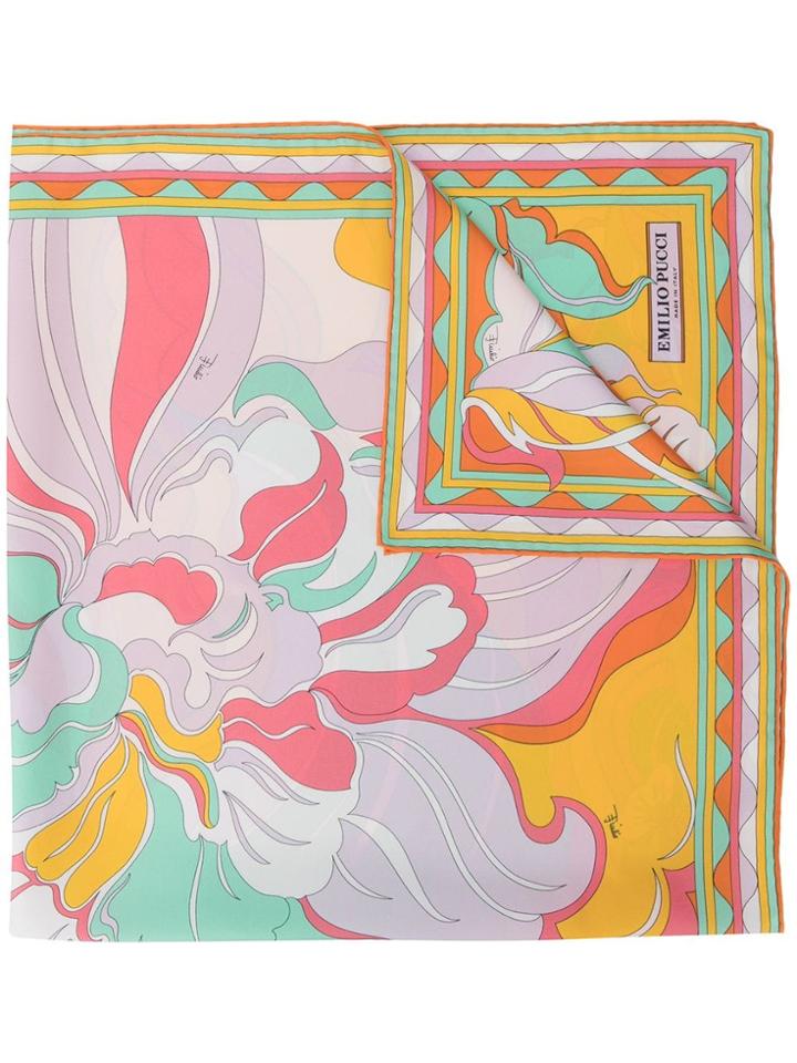 Emilio Pucci Rivera Print Silk-twill Scarf - Orange